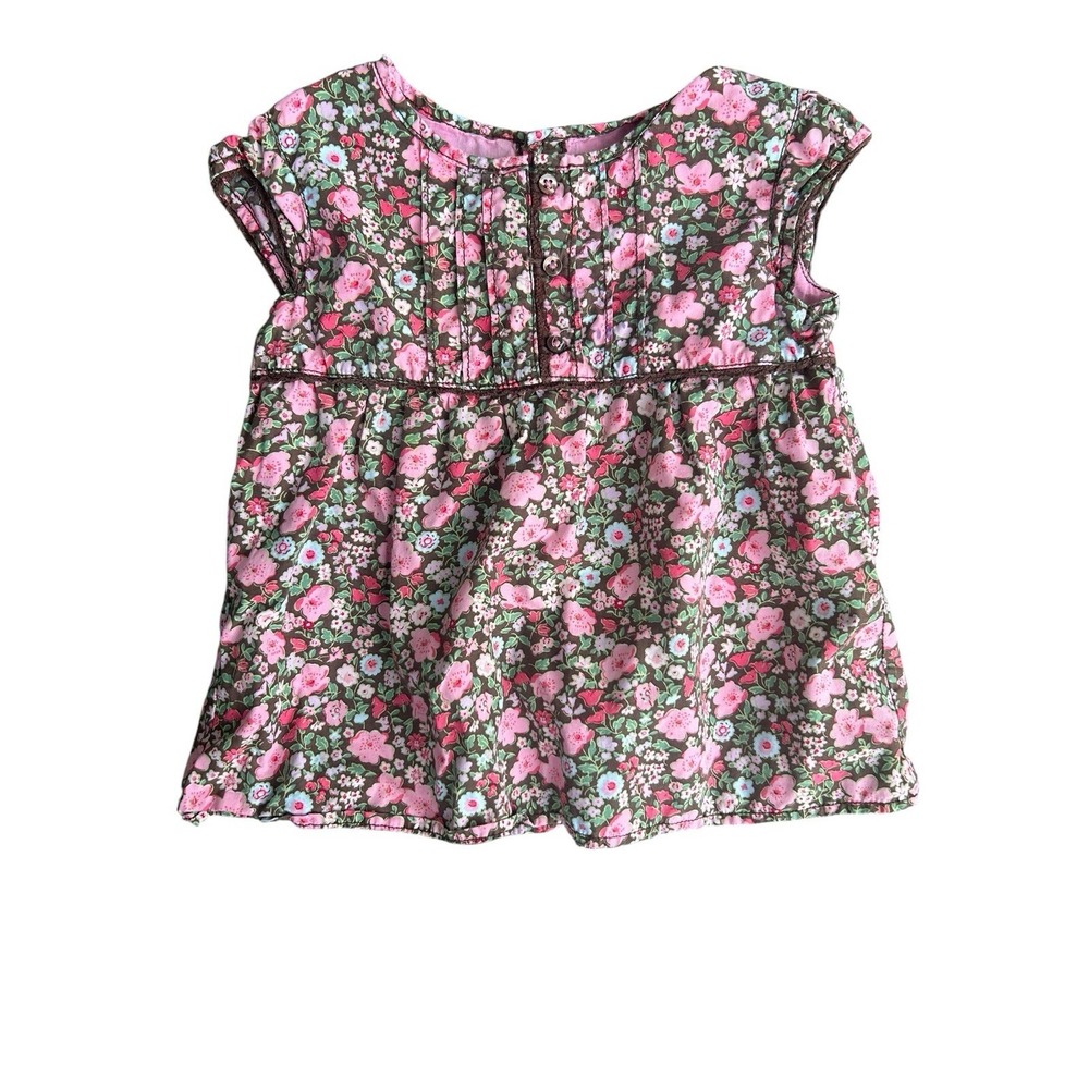 Vintage Oshkosh Floral Babydoll Top Toddler Girls Y2K Size 3T Brown Genuine Kids